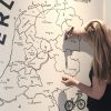 Muurtekening van landkaart Nederland als plattegrond overzichtskaart