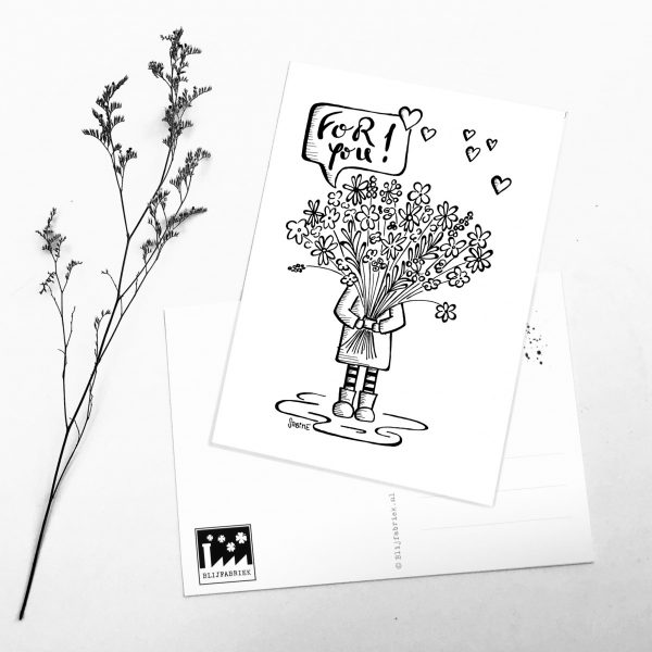 ansichtkaart met bos bloemen voor feest, verdriet of zomaar